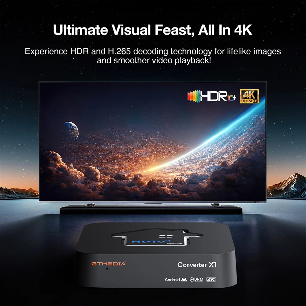 GTMEDIA HDTV Converter X1 4K HDR TV BOX Decoder Support ATSC 3.0 DVR Recording With Dual Band Wifi And Dolby Audio Best for US
