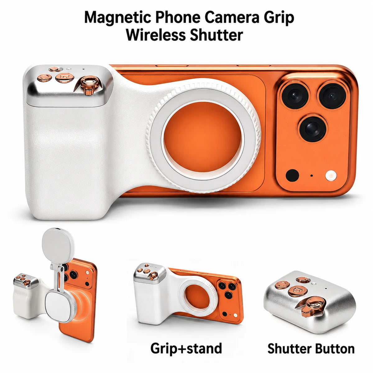 Magnetic Smartphone Camera Grip Wireless Shutter Universal Photo Stand Selfie Handle for iPhone Android Vlog