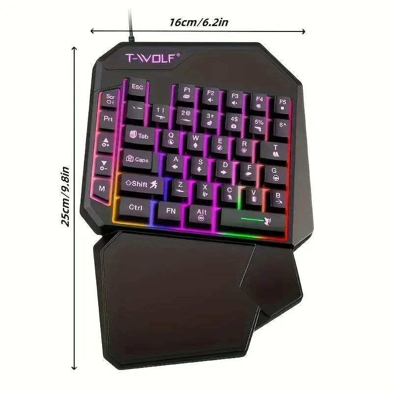 FocusOnPC TF900 2-in-1 Mobile Gaming Converter Combo, One Hand Keyboard & Mouse Kit for PUBG Mobile & Other Smartphone Mobile Games  RGB Wired Gaming Keyboard Mouse Combo