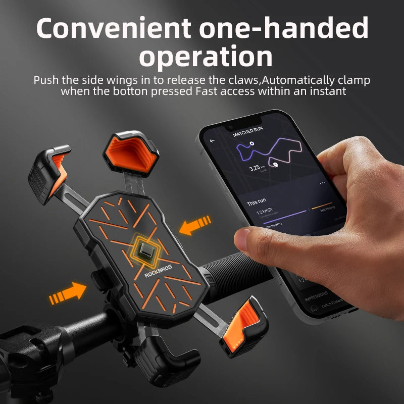ROCKBROS Bicycle Phone Holder Motorcycle Electric Vehicle Phone Holder 4.5-7.2 inch Mobile Phone Stand Shockproof Bike Bracket