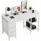 MCQ 47 Inch Office Computer Desk With 6 Fabric Drawers Standing Ergonomic Gaming Desk With Storage Shelves Reversible Gaming Desk For Home Office Small Space
