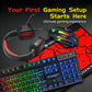 T-WOLF 4 in 1 Gaming Combo Set RGB Keyboard Mouse Headset Large Mousepad Wired USB Rainbow LED Back to School PC Gamer Kit for Desktop Laptop