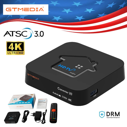 GTMEDIA TV BOX ATSC3.0 2.4G&5G WiFi Original Quad Core Smart Media Player 4K HDR Set Top Box Dolby Audio BT 5.0 for US