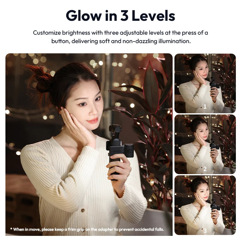 Ulanzi LM001 Pocket 3 Mini Light 3-Level Soft Light LED Video Light for DJI OSMO Pocket 3 for Photography Livestreaming Vlog