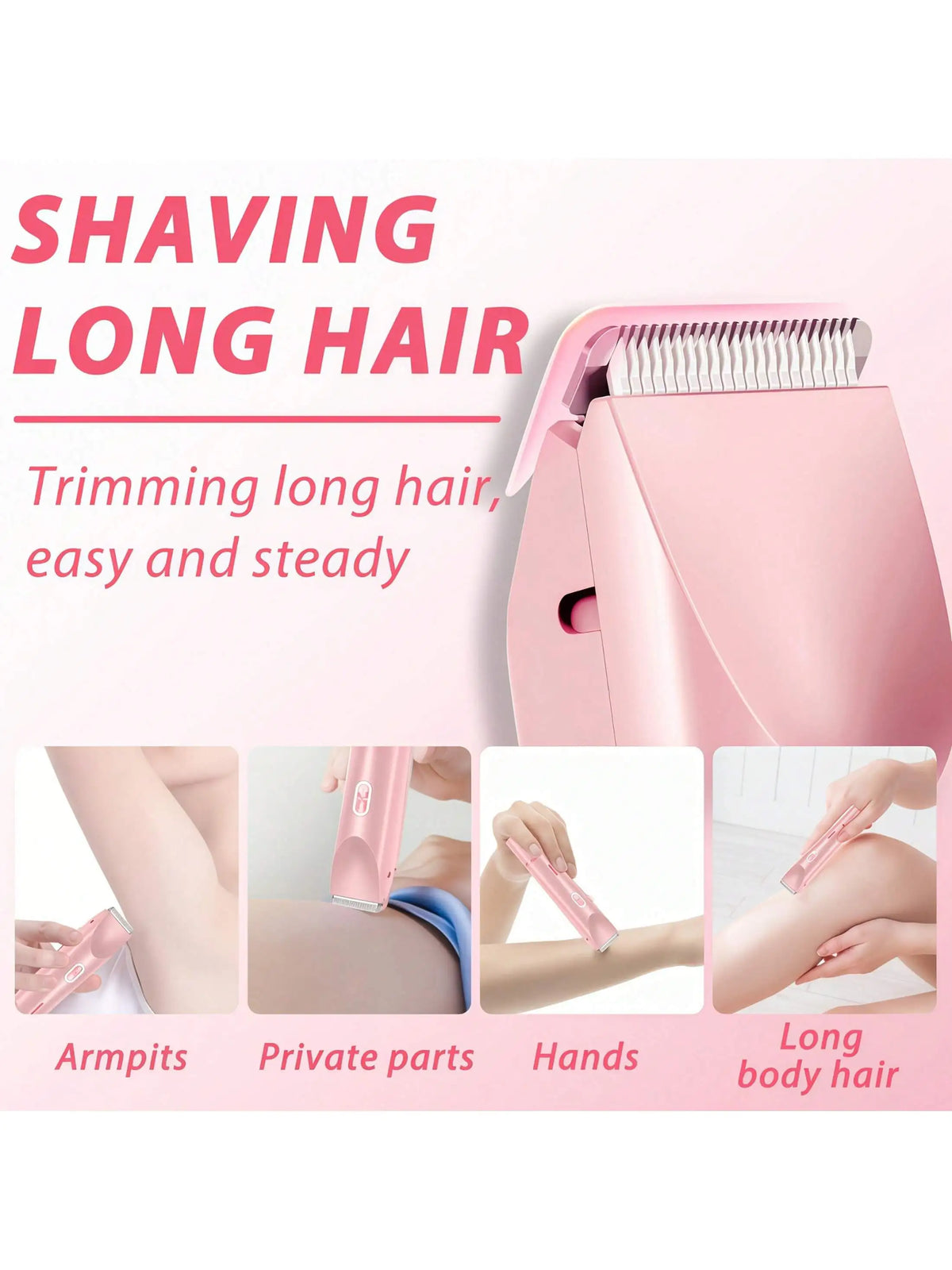 2-in-1 Ladies Electric Hair Trimmer - Bikini Shaving Tool, IPX7 Waterproof Dry/Wet Multi-Use Hair Trimmer, Ceramic Sharp Blades, USB Charging, Suitable for Facial, Underarm, Leg Hair, Portable Personal Hair Care Device, Ideal