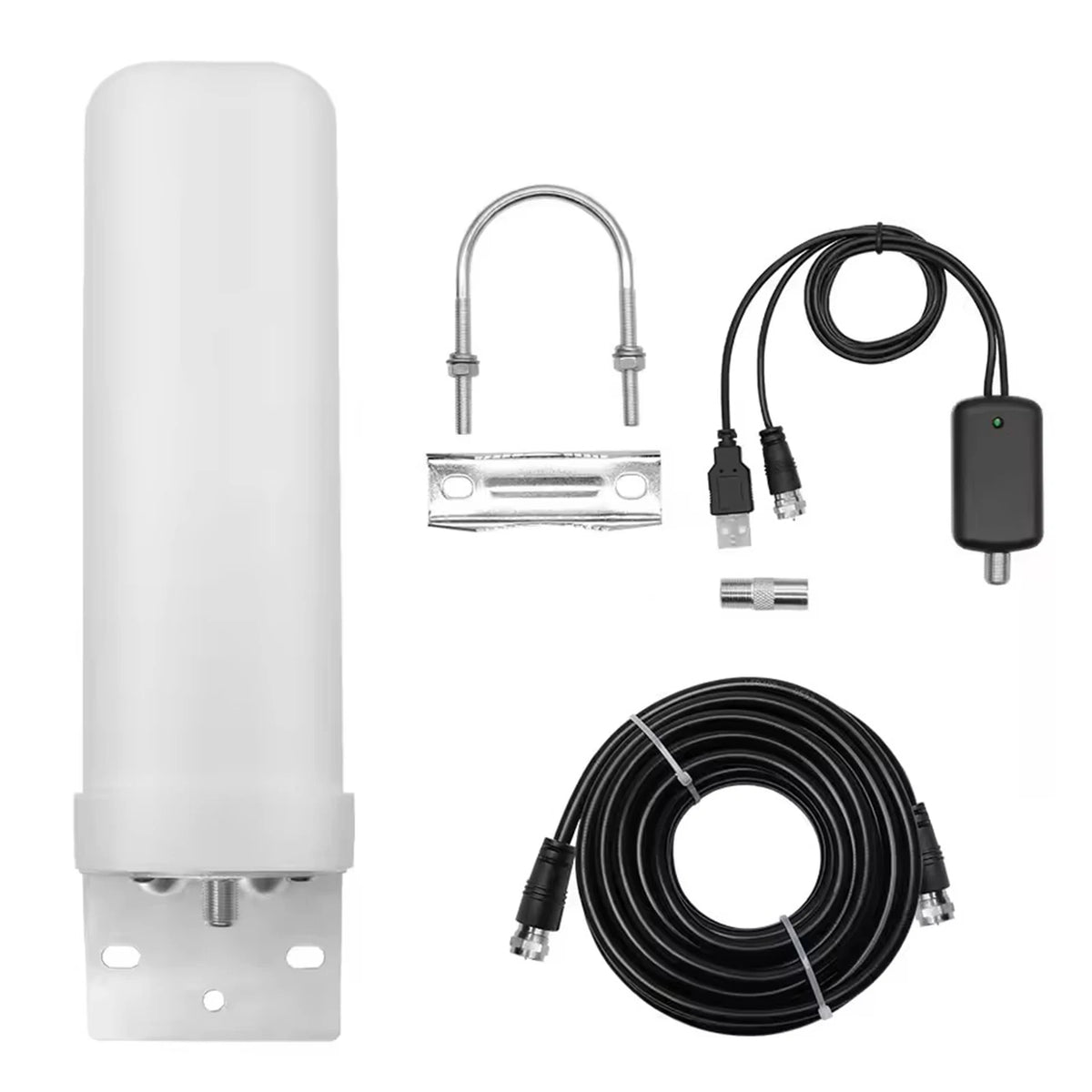 600 Miles Signal Amplified TV Antenna ABS HD 4K Digital TV Antenna Wear Resist 1080P 39dBi Antenna for Roof Utility Pole RV