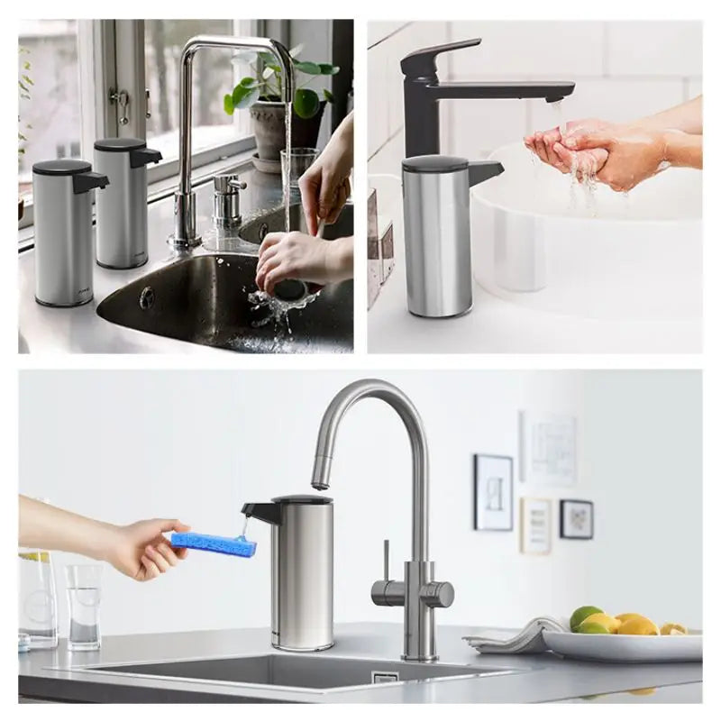 AIKE USB Charging Automatic Soap Dispenser Stainless Steel Non-contact  Dispenser for Kitchen Detergent and Bathroom Hand Soap
