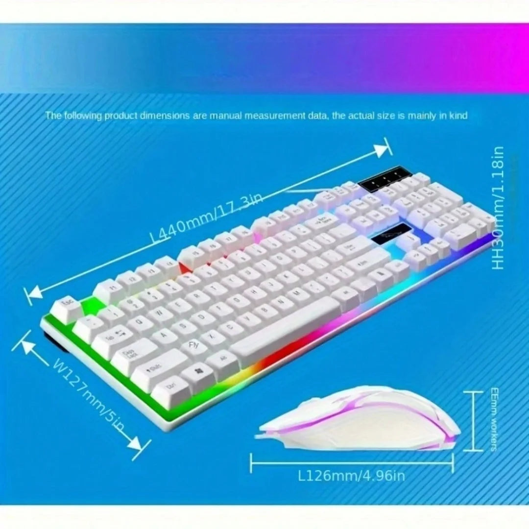 Wired USB Backlit Keyboard and Mouse Combo, Ergonomic Mechanical Feeling Gaming Keyboard & Mouse Kit, Plug Play Computer Accessories for PC Desktop Laptop Home Office Gaming