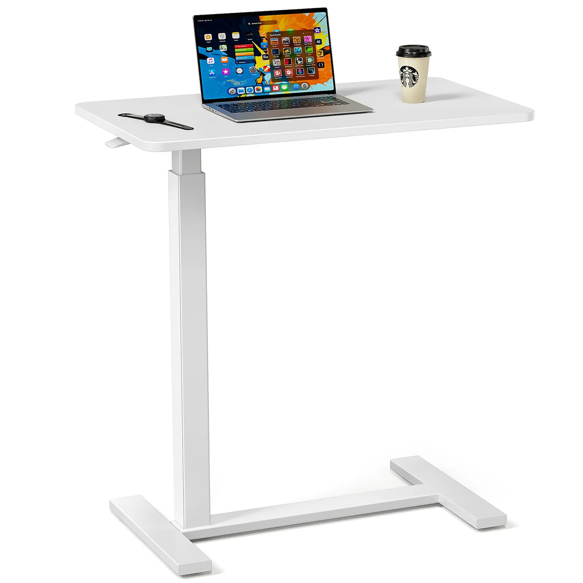 JHK Overbed Bedside Sofa Table with Hidden Wheels Adjustable Height Home Use Bed Table Laptop Mobile Standing Desk For Bedroom